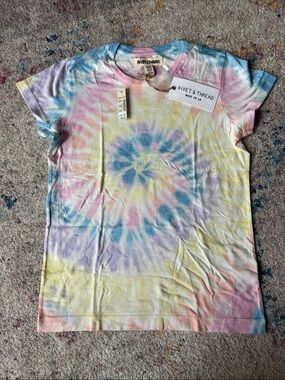 Rivet & Thread Women's Pastel Tie-Dye Short Sleeve Tee - Multicolor